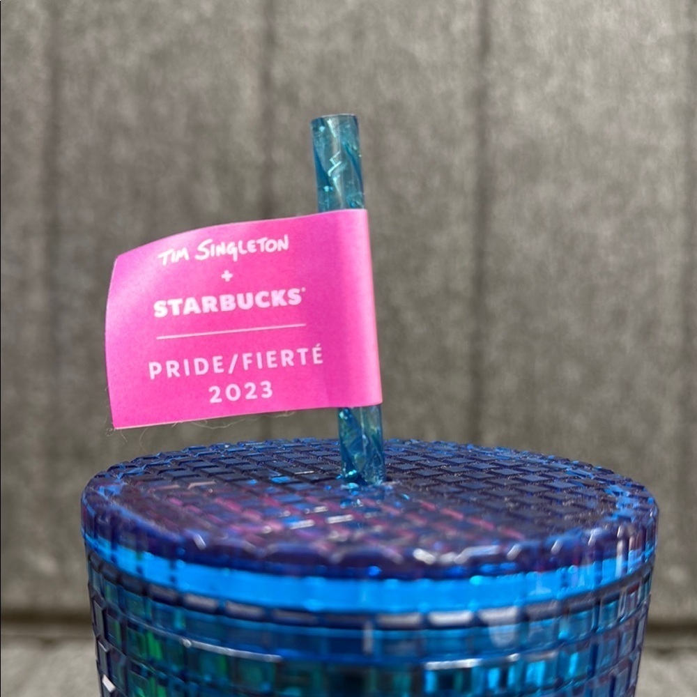 Starbucks 2023 Pride Gradient Tumbler with Blue and Yellow - Picture 3 of 5